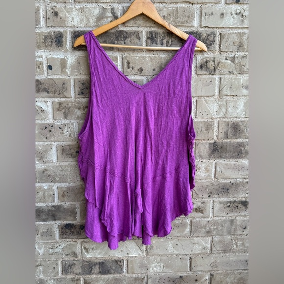 We The Free Free People Rosie drop waist tank Vibrant Purple V-Neck Size Large - Picture 14 of 16